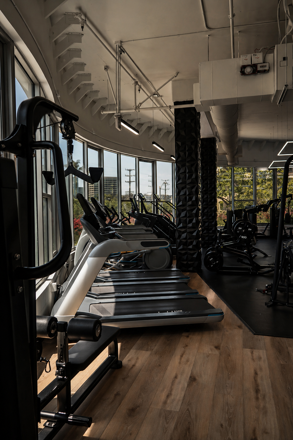 Private luxury gym floor with premium strength and cardio equipment in Woodland Hills